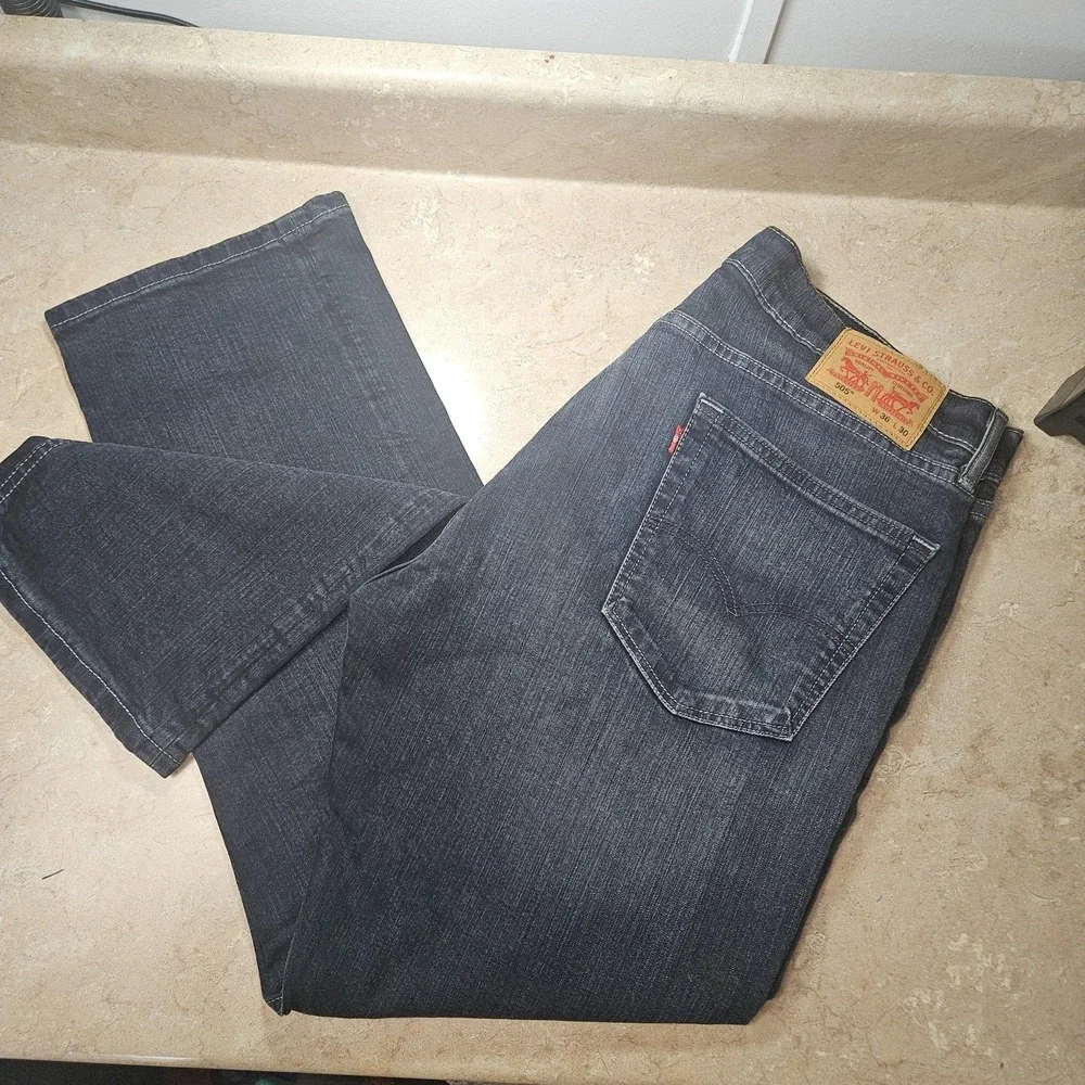 Levi's 505 Jeans Mens 36x30 Blue Dark Wash Straight Leg‎ Normcore Preppy Cowboy